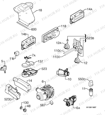 Взрыв-схема посудомоечной машины Rex Electrolux RTI100XX - Схема узла Electrical equipment 268